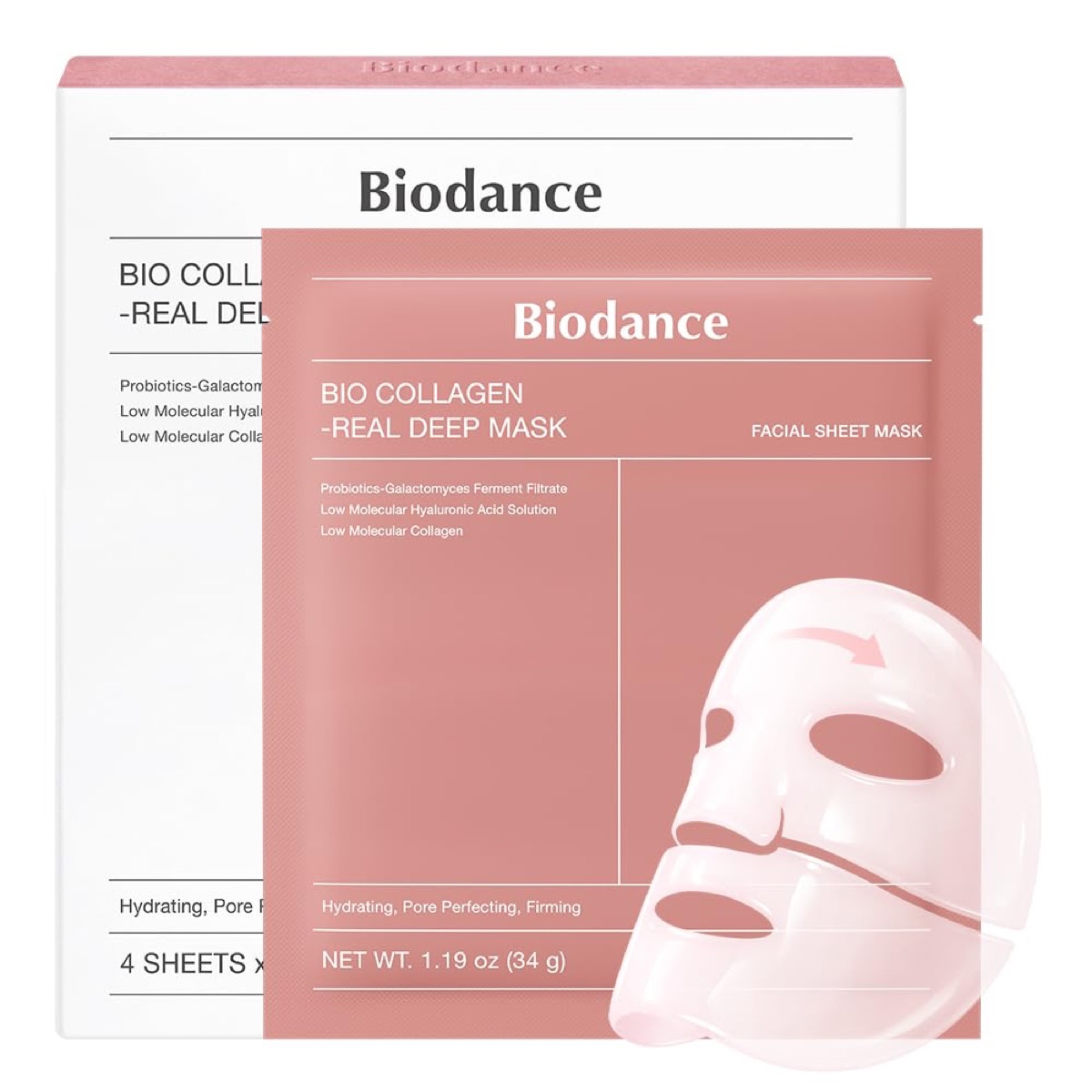 Biodance Bio Collagen Real Deep Mask, Hydrogel Sheet, 34g x 4